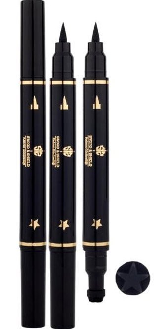 Tikatti Yıldız Desenli Çift Taraflı Mat Siyah İnce-Kalın Uçlu Kalem Eyeliner