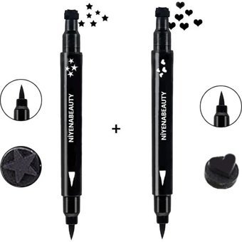Niyena Beauty Çift Taraflı Mat Siyah İnce-Desenli Uç Likit Eyeliner