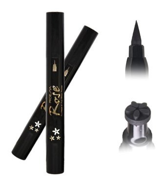 Roesıa Rose Cosmetics Çiçek Desenli Suya Dayanıklı Mat Siyah Kalıcı Kalın Uçlu Kalem Eyeliner