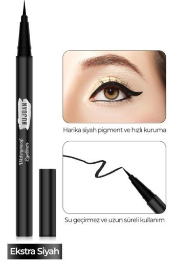 Müjgan Suya Dayanıklı Mat Siyah Kalıcı İnce Uçlu Kalem Eyeliner