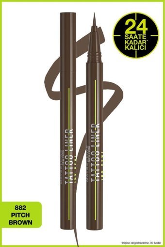Maybelline New York Tattoo Liner 882 Suya Dayanıklı Mat Pitch Brown Kalıcı İnce Uçlu Likit Eyeliner