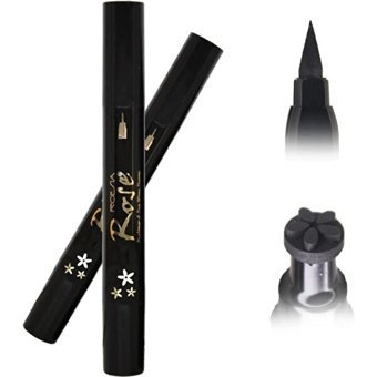 Rose Çiçek Desenli Çift Taraflı Mat Siyah İnce-Kalın Uçlu Kalem Eyeliner