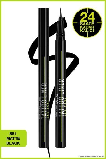 Maybelline New York Tattoo Liner Mat Siyah Kalıcı İnce Uçlu Likit Eyeliner