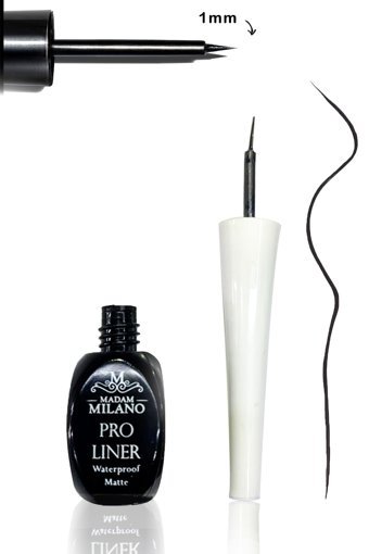 Madam Milano Pro Liner Suya Dayanıklı Parlak Siyah Kalıcı İnce Uçlu Likit Eyeliner