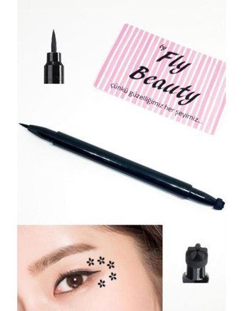 By Fly Beauty Çiçek Desenli Çift Taraflı Suya Dayanıklı Siyah Kalıcı Kalın Uçlu Kalem Eyeliner
