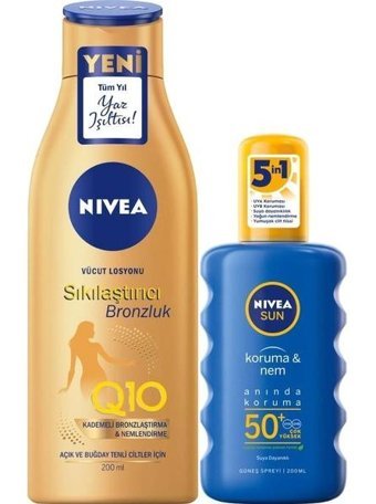 Nivea Vücut İçin Bronzlaştırıcı Losyon 200 ml + Niıvea Sıkılaştırıcı Doğal Bronzluk Sağlayan Vücut Losyonu 200 ml