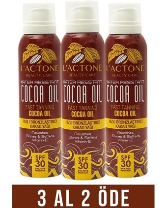 L'actone Kakao Yağı 30 Faktör Vücut İçin Bronzlaştırıcı Yağ 3x150 ml