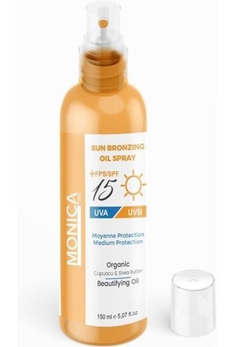 Monicatime Cupuacu Yağı-Shea Butter 15 Faktör Vücut İçin Bronzlaştırıcı Yağ 150 ml