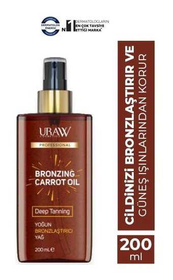 Uraw Havuç Yağı 10 Faktör Vücut İçin Bronzlaştırıcı Yağ 200 ml