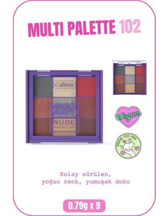 Callista Beauty Multi Palette No:102 Toz Işıltılı Far Paleti Bej