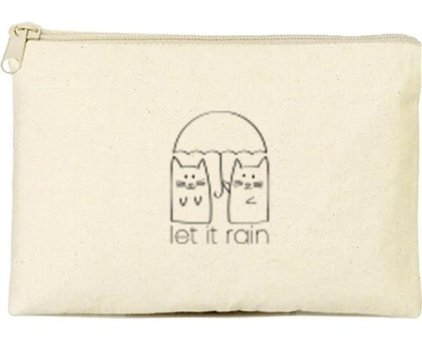 Tabby Design Clutch Krem Yağmur Baskılı Tekstil Makyaj Çantası