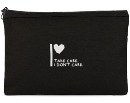 Tabby Design Clutch Siyah Kendine İyi Bak Baskılı Tekstil Makyaj Çantası