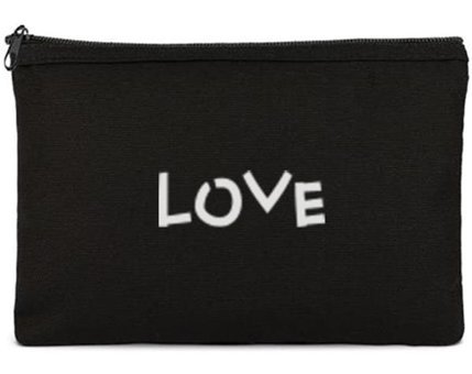 Tabby Design Clutch Siyah Love Baskılı Tekstil Makyaj Çantası