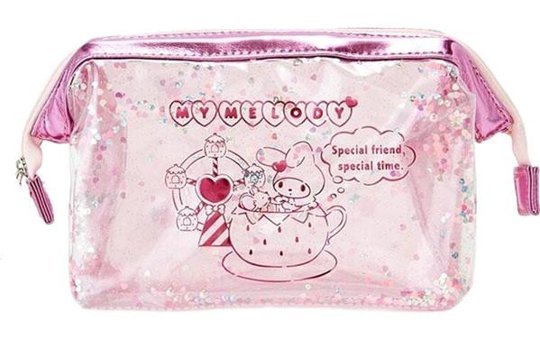 Xinhang Pembe Desenli Suni Deri Makyaj Çantası