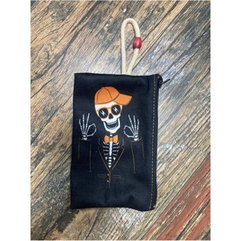 Street Bag Çok Renkli Kuru Kafa Desenli Tekstil Makyaj Çantası