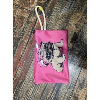 Street Bag Çok Renkli Köpek Desenli Tekstil Makyaj Çantası