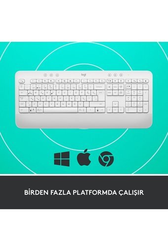 Logitech Signature K650-M650 Sessiz Ergonomik Beyaz Kablosuz Klavye Mouse Seti