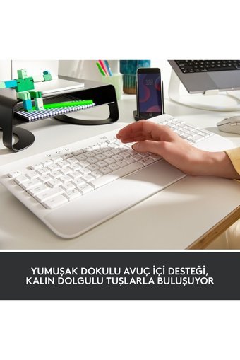 Logitech Signature K650-M650 Sessiz Ergonomik Beyaz Kablosuz Klavye Mouse Seti