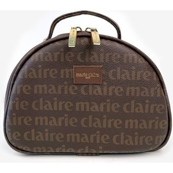 Marie Claire MC212111008 Kahverengi Yazılı Deri Makyaj Çantası