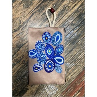 Street Bag Asker Mavisi Nazar Boncuğu Desenli Tekstil Makyaj Çantası