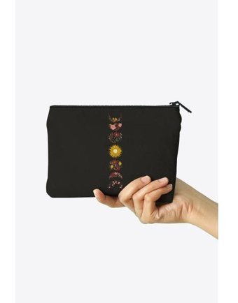 Clutch Çok Renkli Yarım Ay Desenli Kanvas Makyaj Çantası