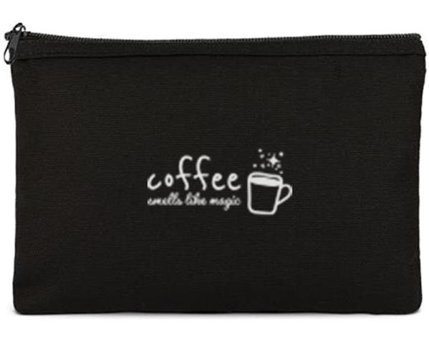 Tabby Design Clutch Siyah Sihirli Kahve Baskılı Tekstil Makyaj Çantası