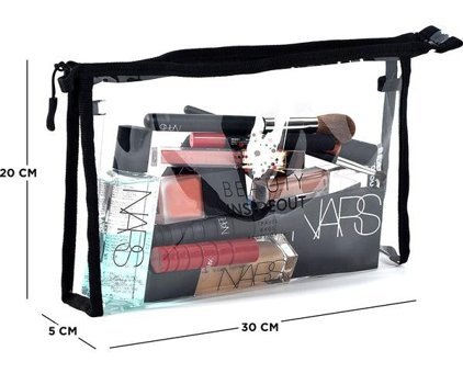 Beauty Insideout Siyah Düz PVC Orta Boy Makyaj Çantası