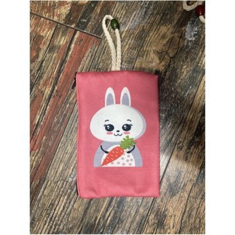 Street Bag Çok Renkli Tavşan Desenli Tekstil Makyaj Çantası