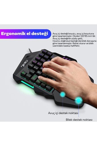 HXSJ V100+ A869 Ergonomik Siyah Kablolu Klavye Mouse Seti