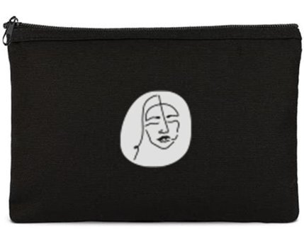 Tabby Design Clutch Siyah Kadın Baskılı Tekstil Makyaj Çantası