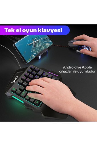 HXSJ V100+ A869 Ergonomik Siyah Kablolu Klavye Mouse Seti