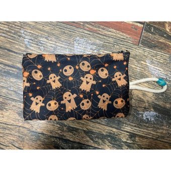 Street Bag Çok Renkli Hayalet Halloween Desenli Tekstil Makyaj Çantası