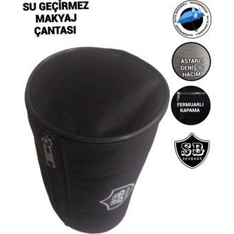 Sevbags Siyah Düz Tekstil Makyaj Çantası