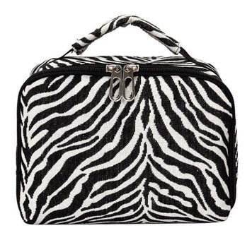 Xhang Beyaz Siyah Zebra Desenli Tekstil Makyaj Çantası