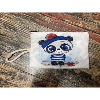 Street Bag Çok Renkli Ayı Desenli Tekstil Makyaj Çantası