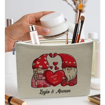 Bk Gift No:06 Çok Renkli Desenli Keten Makyaj Çantası