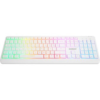 Everest KM-1500 Işıklı Beyaz Kablosuz Klavye Mouse Seti