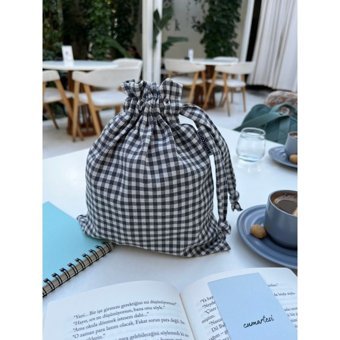 Sumicorn Design Antrasit Pötikare Desenli Keten Makyaj Çantası