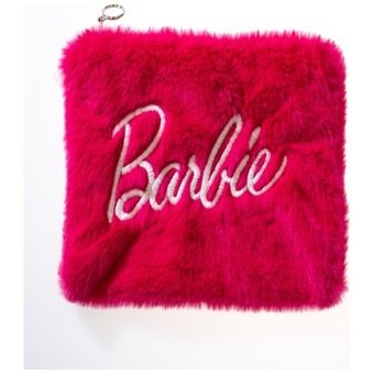 Barbie Pembe Yazılı Peluş Makyaj Çantası