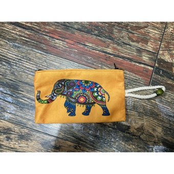 Street Bag Çok Renkli Fil Desenli Tekstil Makyaj Çantası