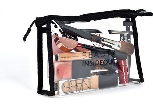 Beauty Insideout Siyah Düz PVC Küçük Boy Makyaj Çantası