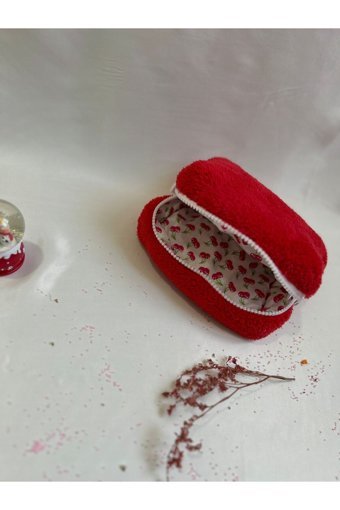 Stepwise Kırmızı Düz Peluş Makyaj Çantası