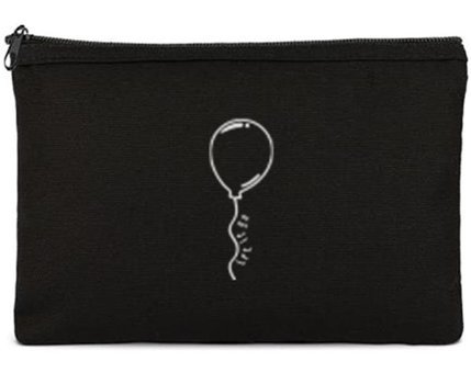 Tabby Design Clutch Siyah Uçan Balon Baskılı Tekstil Makyaj Çantası