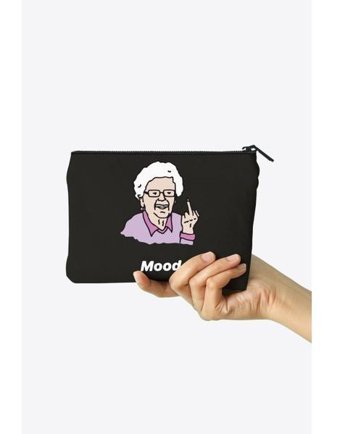 Clutch Çok Renkli Büyükanne Mood Desenli Kanvas Makyaj Çantası
