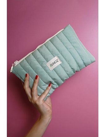 Sinoz Mint Yeşili Düz Polyester Makyaj Çantası