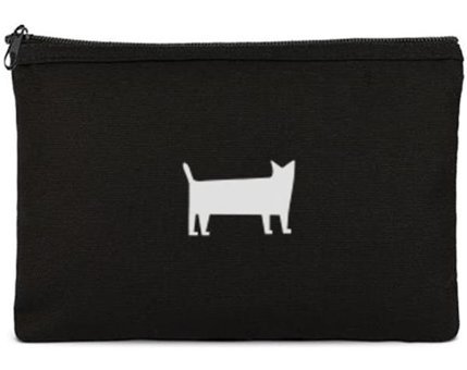 Tabby Design Clutch Siyah Kedi Baskılı Tekstil Makyaj Çantası