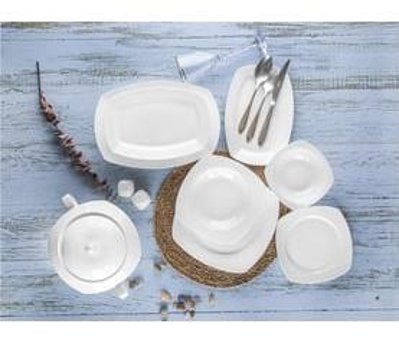 Taç Minima 55 Parça 12 Kişilik Porselen Kare Yemek Takımı