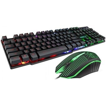 iMice BR-KM680 AK526 Işıklı Ergonomik Siyah Kablolu Klavye Mouse Seti