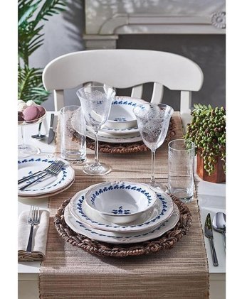 Bernardo Blue Flower 24 Parça 6 Kişilik Porselen Yuvarlak Yemek Takımı