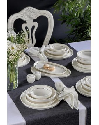 Neva N3456 Velvet Platin 28 Parça 6 Kişilik Porselen Yuvarlak Yemek Takımı